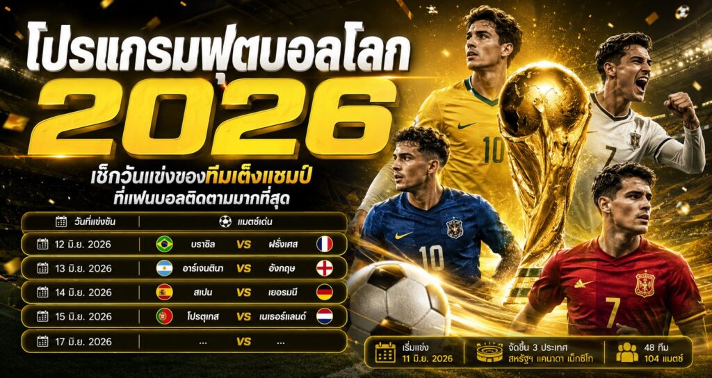โปรแกรมทีมดังฟุตบอลโลก 2026